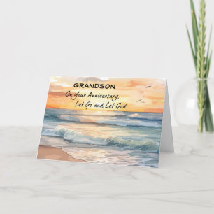Cartão Deixe Deus Recuperar o Aniversário Oceano Sunset