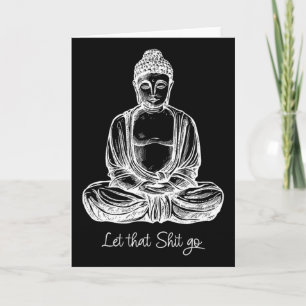 Cartão Deixe Isso Ir Camiseta de Ioga do Buda Meditando L