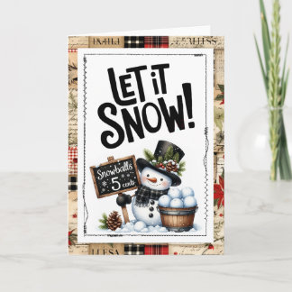 Cartão Deixe Nevar Boneco de Neve Natal