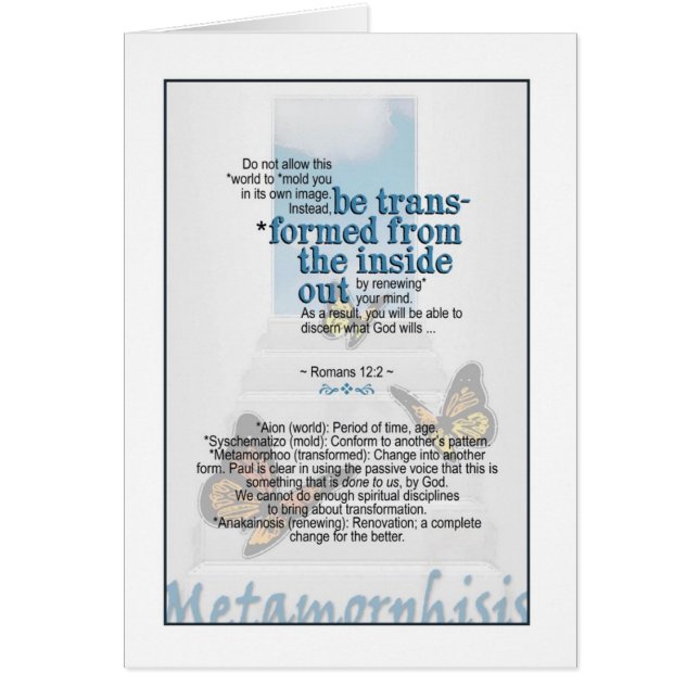 Cartão Deixe o deus transformá-lo - 12:2 dos romanos (Frente)