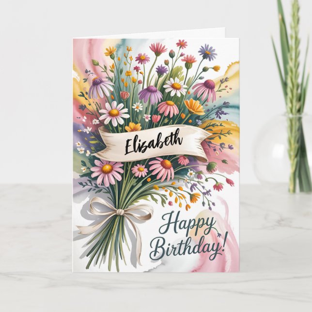 Cartão Delicate Floral Birthday (Frente)