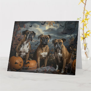 Cartão Delícia Canina Noturna de Halloween do Boxer