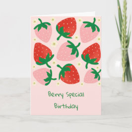 Cartão Delícias Doces de Frutas Rosa Macio Aniversário