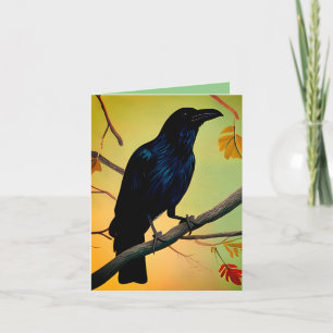 Cartão Delicioso Raven Emitido Na Placa De Ramificação