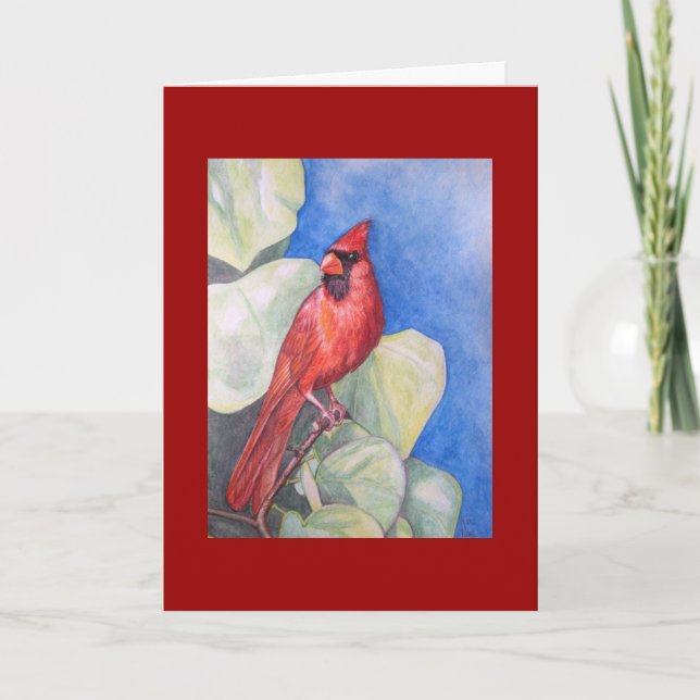 Cartão Delightfully Red Cardinal GREETING CARD (Frente)