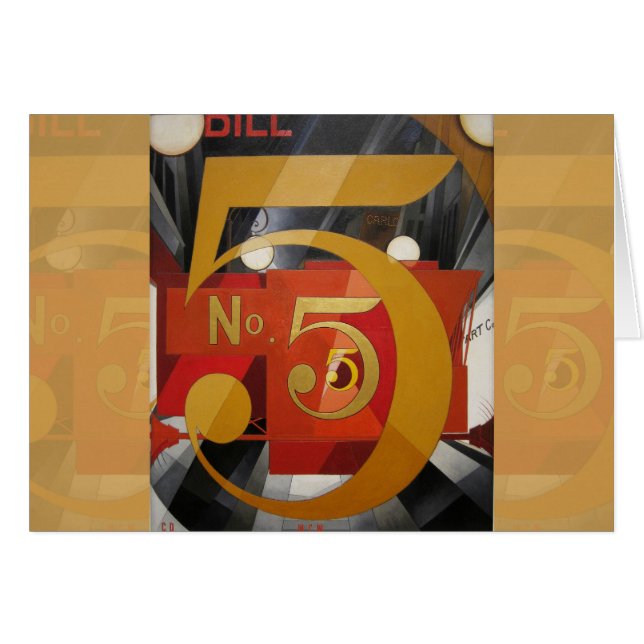 Cartão Demuth de Cubist de Arte Moderna Figura 5 em Doura (Frente Horizontal)