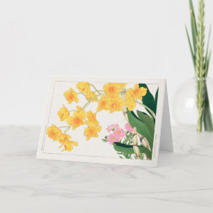 Cartão Dendrobium, China aster por Tanigami Konan