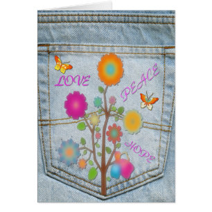 Cartão Denim Back Pocket Flores Paz Esperança