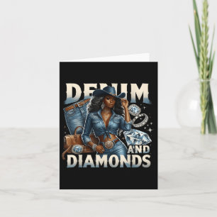 Cartão Denim E Diamantes Africanos Melanina Swag Cowgirl
