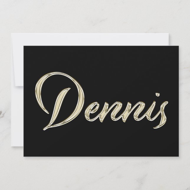 Cartão Dennis Name white gold Handwriting Karte (Frente)