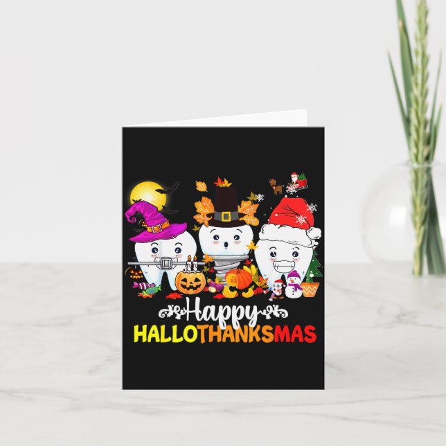 Cartão Dental Halloween Thanksgiving Christmas Happy Hall (Frente)