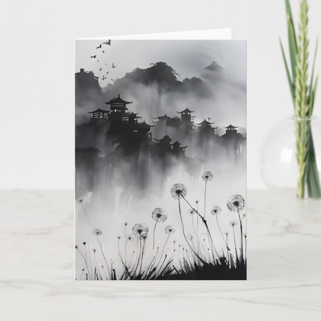 Cartão Dente-de-leão - Flores em aquarela (Frente)