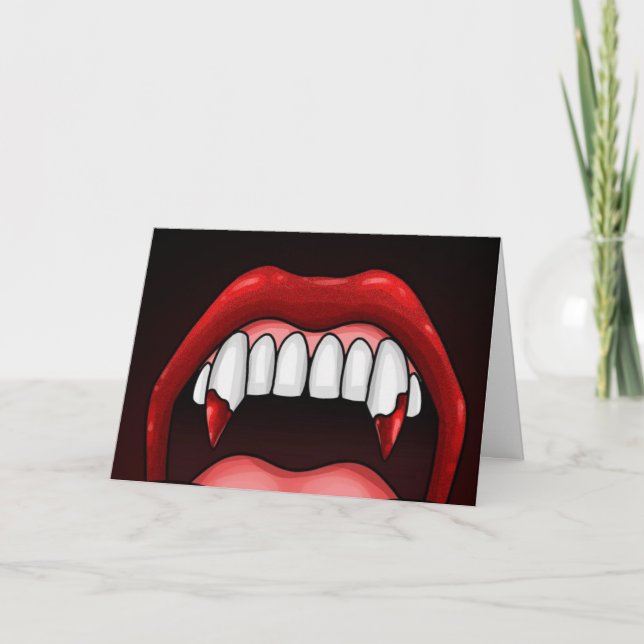 Cartão Dentes de Halloween de Vampiro (Frente)