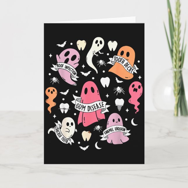 Cartão Dentist Ghost Soky Halloween Dental Hygienist Ista (Frente)
