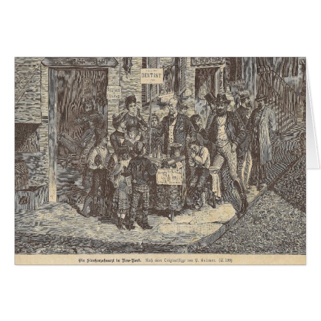 Cartão Dentista do século XIX da rua em New York - (Frente Horizontal)