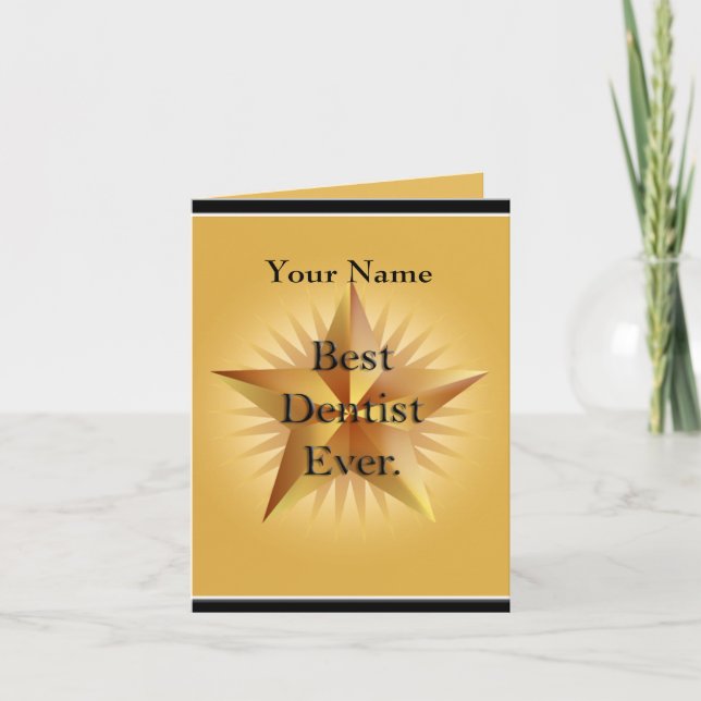 Cartão Dentista Melhor Saudação por Estrela Dourada (Frente)