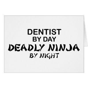 Cartão Dentista Ninja mortal em a noite