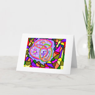 Cartão Dentro de mensagem de aniversário de mosaico roxo