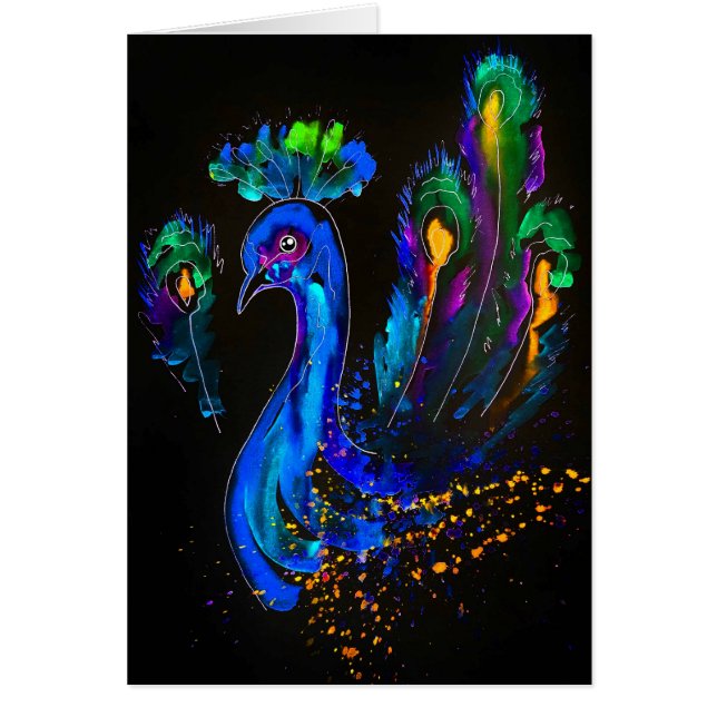 Cartão Dentro de Vazio de Peacock Whimsical (Frente)