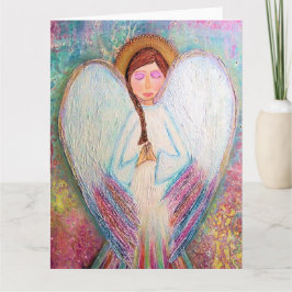 Cartão Dentro de vazio de placa de anjo colorida
