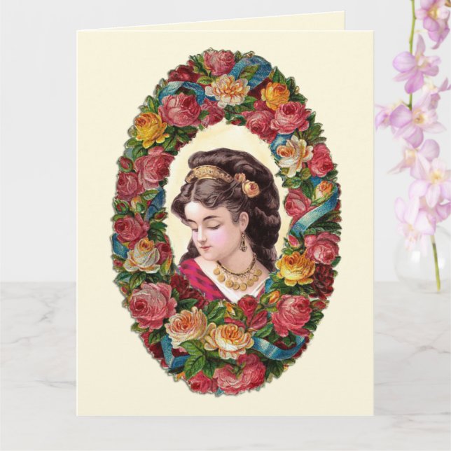 Cartão Dentro Multicolor Rosa Wreath, vitoriana (Orquídea)