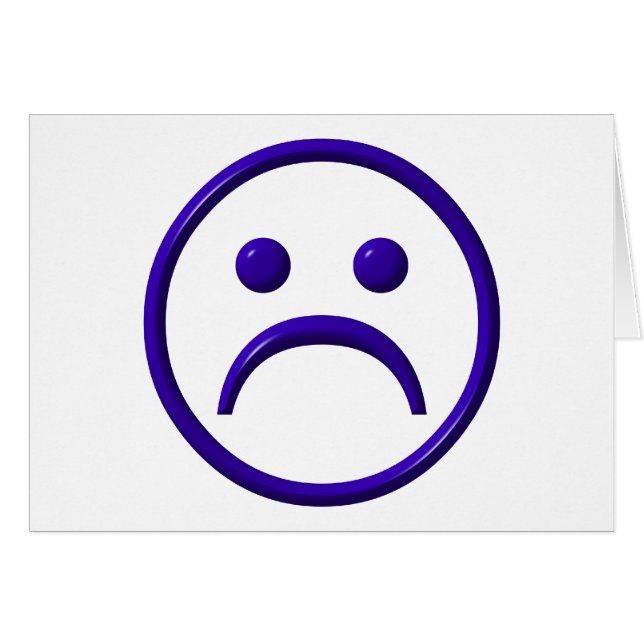 Cartão Deprimido, Triste e Azul Face (Frente Horizontal)