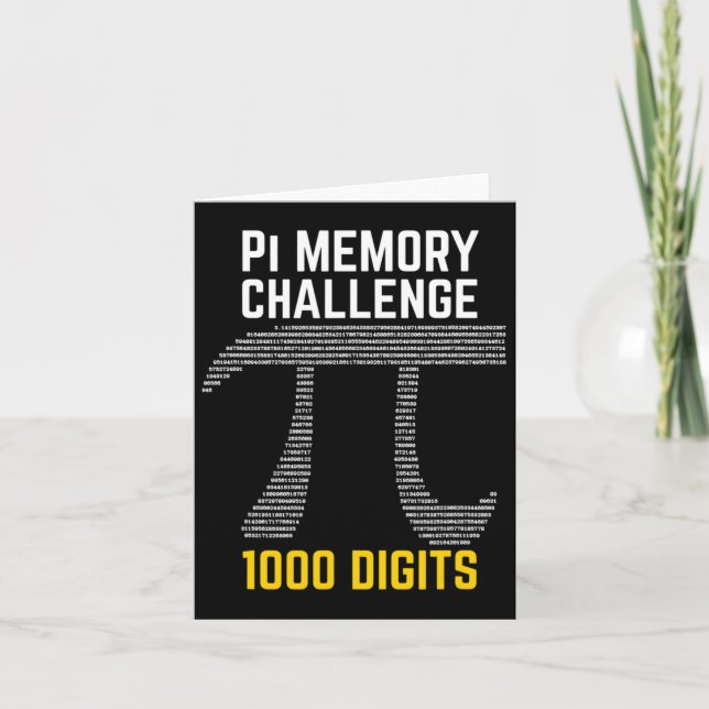 Cartão Desafio de Memória de 1000 Dígitos de Pi - Dia do  (Frente)