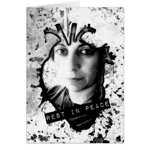 Cartão descansar em paz, coração anatômico