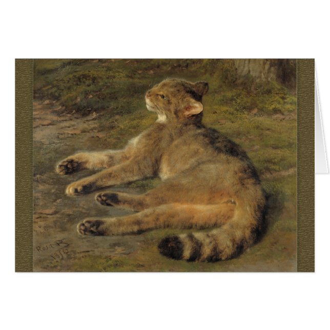 Cartão Descansar jovem Wildcat CC0481 Rosa Bonheur (Frente Horizontal)