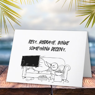 Cartão Descanse, Hidratação, Binge Stickman Vai Bem
