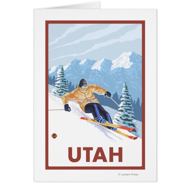 Cartão Descida Snow SkierUtah (Frente)