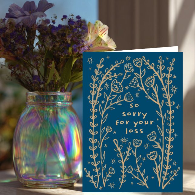 Cartão Desculpas Desculpem Dodle Floral Sketch (Condolences Sorry for your loss Wildflower Floral Sketch Doodle Card
)