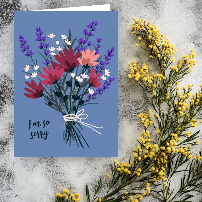 Cartão Desculpas pelo Buquê de flor silvestre (Wildflower Bouquet Condolences Sorry for Loss Card
)