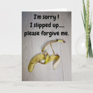Cartão Desculpe...carta da casca de banana