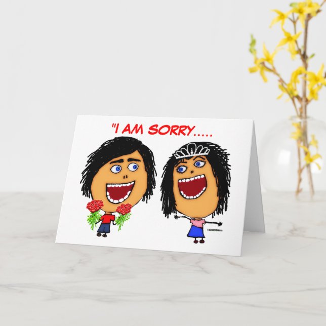 Cartão Desculpe Cartoon (Flor Amarela)