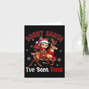 Cartão Desculpe, fui Papai noel de Natal Feral, Macaco Ri