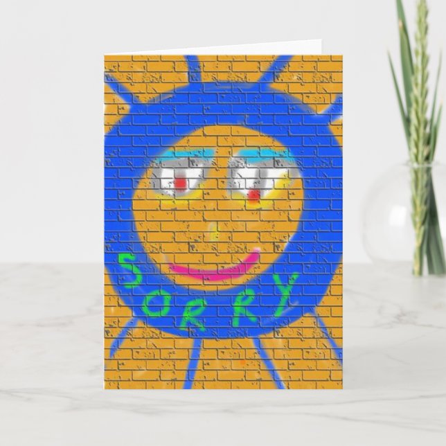 Cartão Desculpe Grafite, Arte Triste Face, Tristeza, arre (Frente)