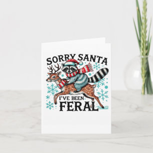 Cartão Desculpe Papai Noel Eu Estive Feral Raccoon Engraç