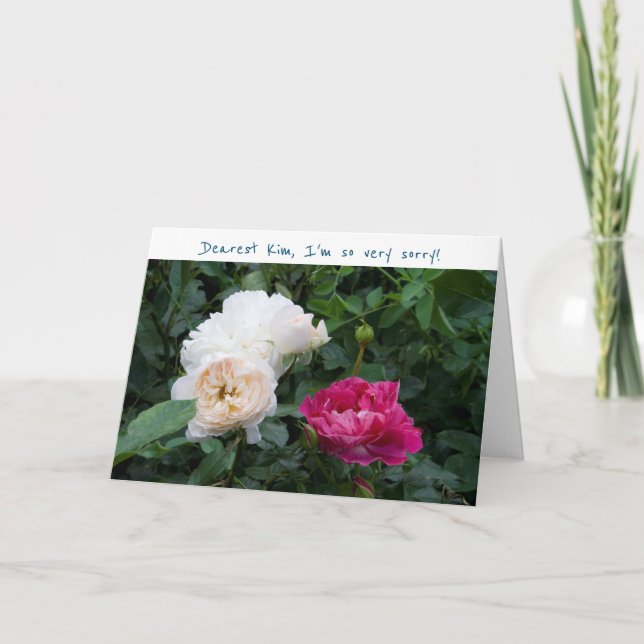 Cartão Desculpe, por favor me perdoe Rosas. (Frente)
