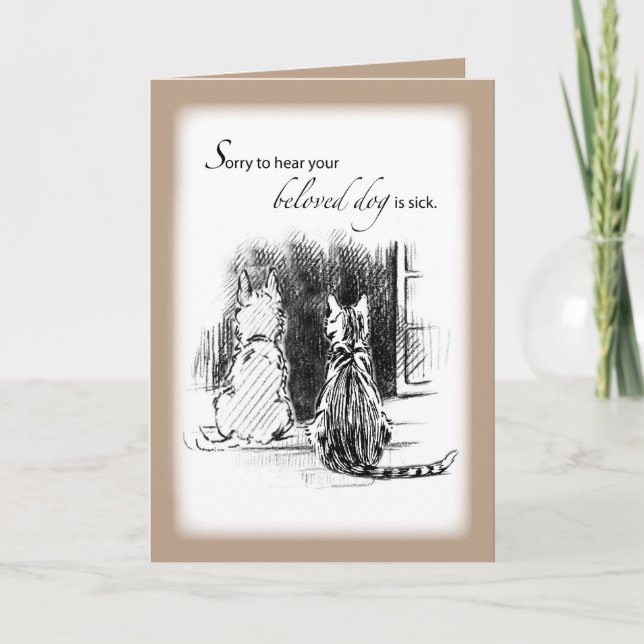 Cartão Desculpe por ouvir o cachorro está doente, gato e  (Frente)