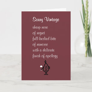Cartão Desculpe Vintage - um poema engraçado de desculpas