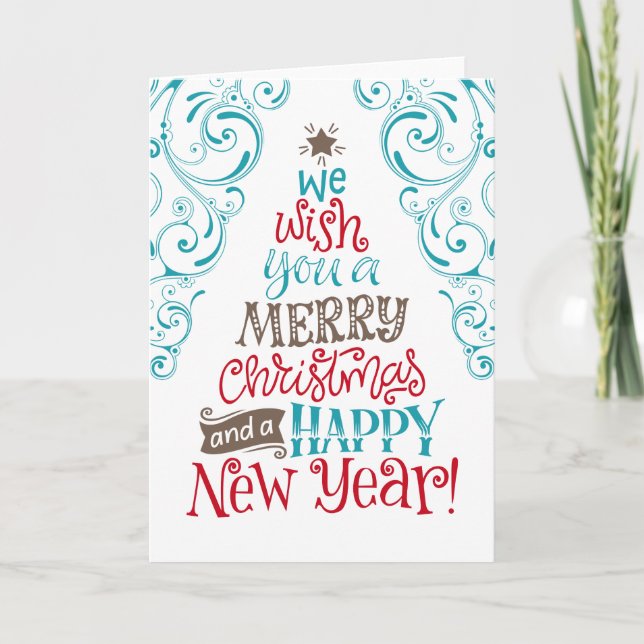 Cartão Desejamos-lhe um Feliz Natal e um Feliz ano novo (Frente)