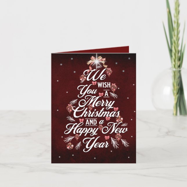 Cartão Desejamos-Lhe Uma Feliz Árvore De Natal (Frente)