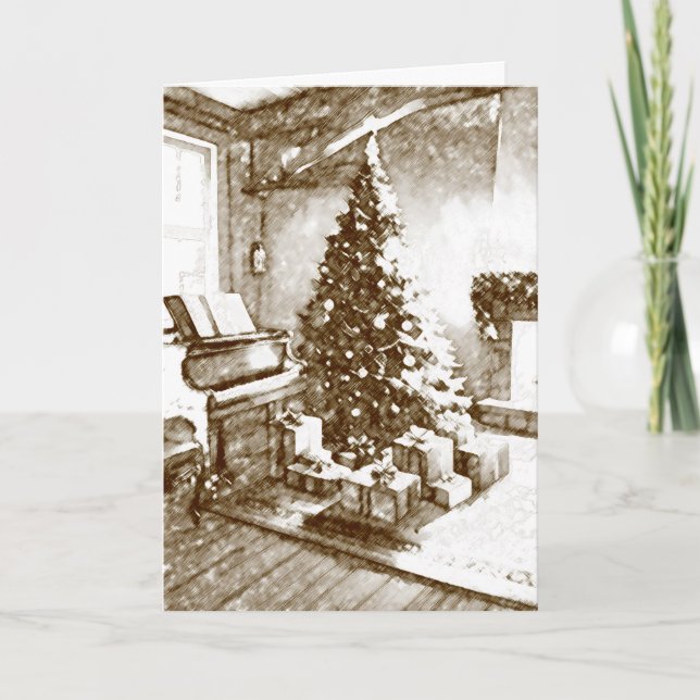 Cartão Desejando a Você a Melhor Nostalgia de Natal Marav (Frente)