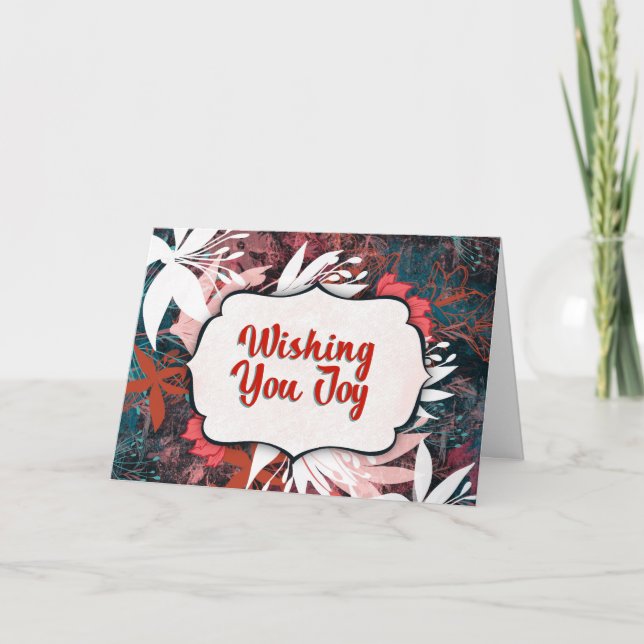 Cartão Desejando-lhe alegria - Parabéns Florais de invern (Frente)