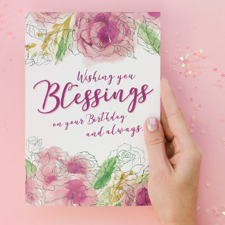 Cartão Desejando-lhe bênçãos no seu aniversário e sempre