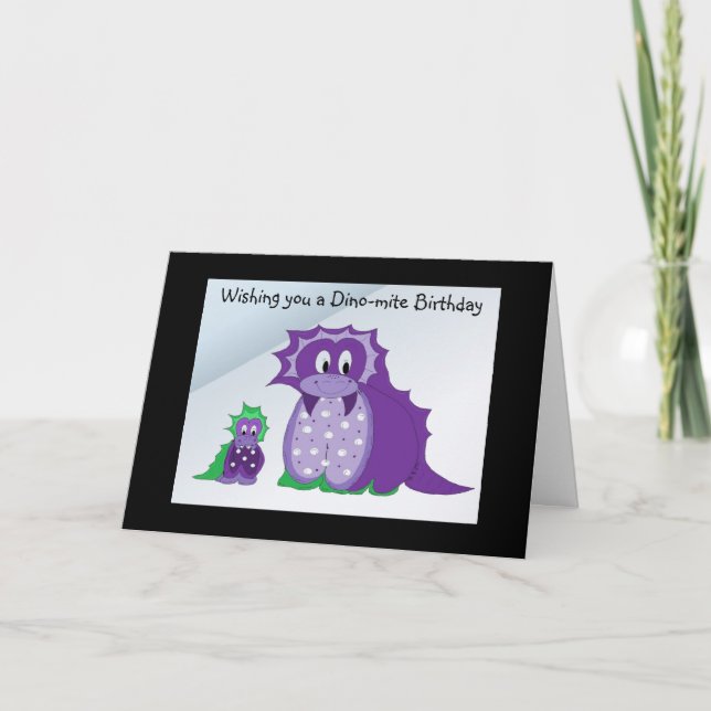 Cartão Desejando-lhe um ácaro Dino... (Frente)