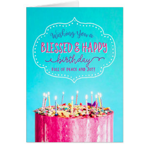 Cartão Desejando-lhe um aniversário abençoado e feliz