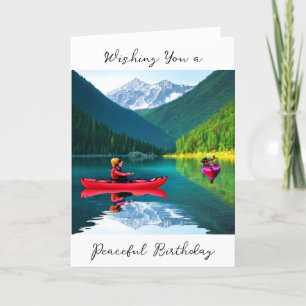 Cartão Desejando-lhe um aniversário pacífico   Tema Kayak