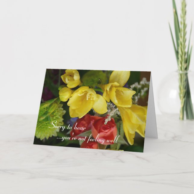 Cartão Desejando-lhe uma rápida recuperação - flores boni (Frente)